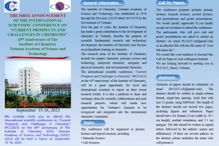 THE FIRST ANNOUNCEMENT  OF THE INTERNATIONAL SCIENTIFIC CONFERENCE ON “CURRENT PROSPECTS AND CHALLENGES IN CHEMISTRY”