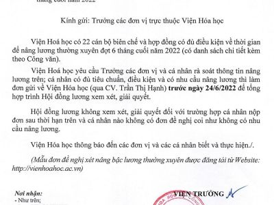 Nâng lương thường xuyên đợt 6 tháng cuối năm 2022